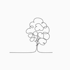 One line tree vector illustration. Illustration of isolated minimalist tree logo