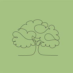 Tree vector line drawing image. 