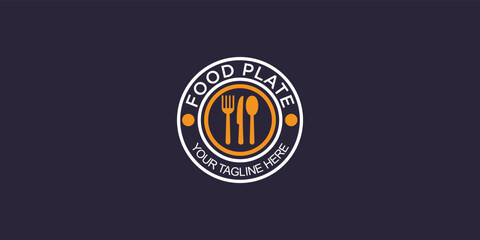 Fototapeta premium Simple food plate logo design with unique concept Premium vector