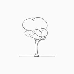 Tree line art drawing illustration. Minimalist logo
