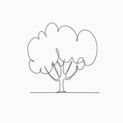 Tree line art drawing illustration. Minimalist logo