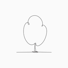 Tree line art drawing illustration. Minimalist logo