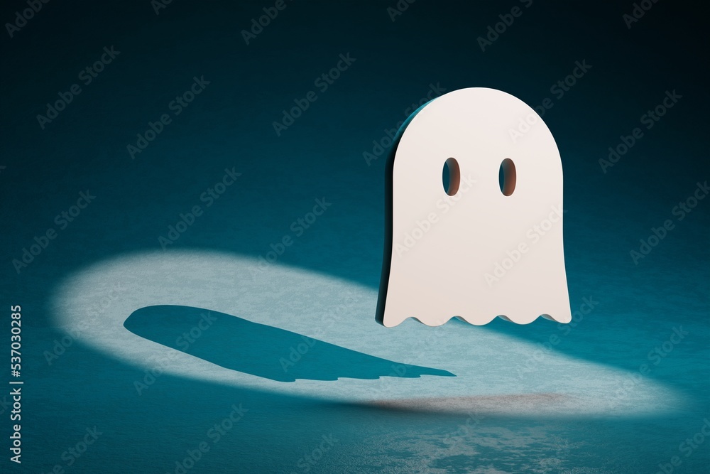 Poster beautiful abstract illustrations halloween ghost symbol icon on a dark blue background. 3d rendering