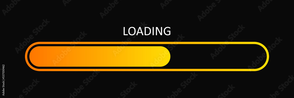 Poster load bar progress. indicator of status download isolated on black background. graphic icon of interf