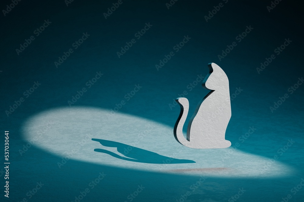 Poster beautiful abstract illustrations halloween cat symbol icon on a dark blue background. 3d rendering i