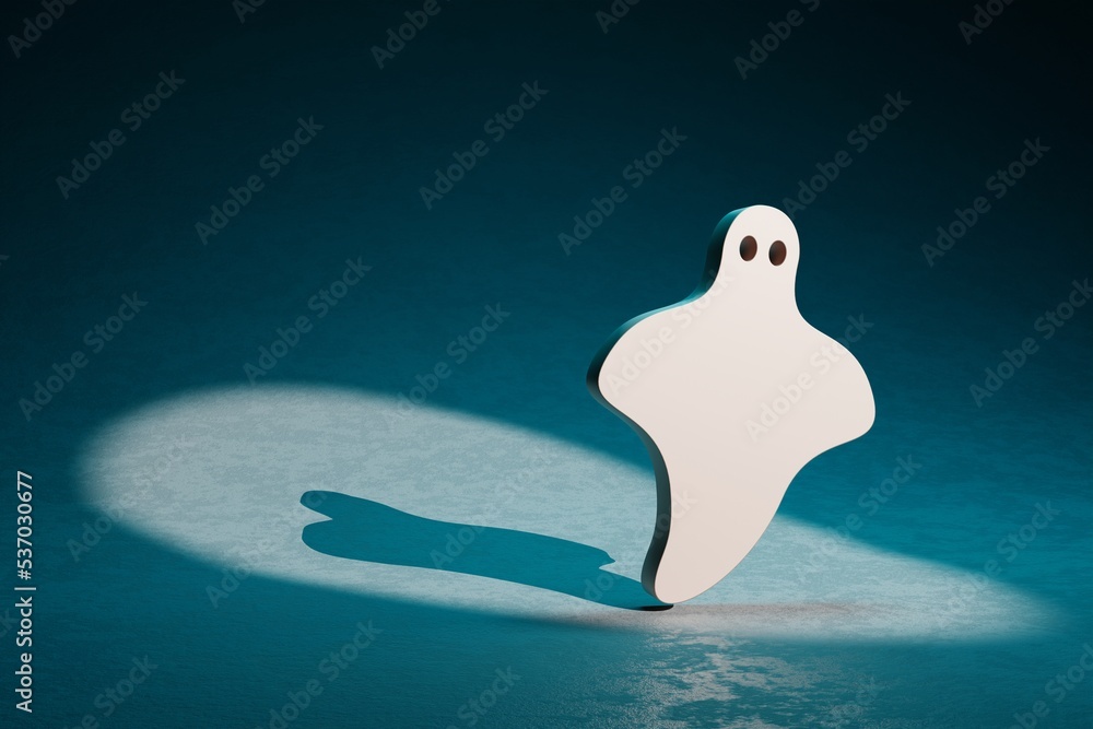 Poster beautiful abstract illustrations halloween ghost symbol icon on a dark blue background. 3d rendering