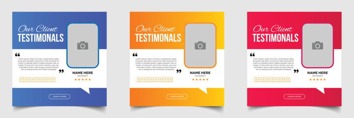 Customer feedback testimonial social media post web banner template. client feedback review social media post banner design template - obrazy, fototapety, plakaty