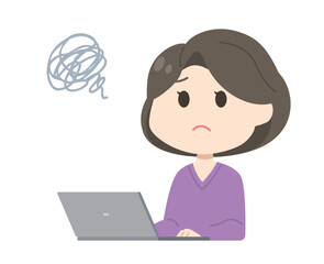 女性　パソコン　イラスト