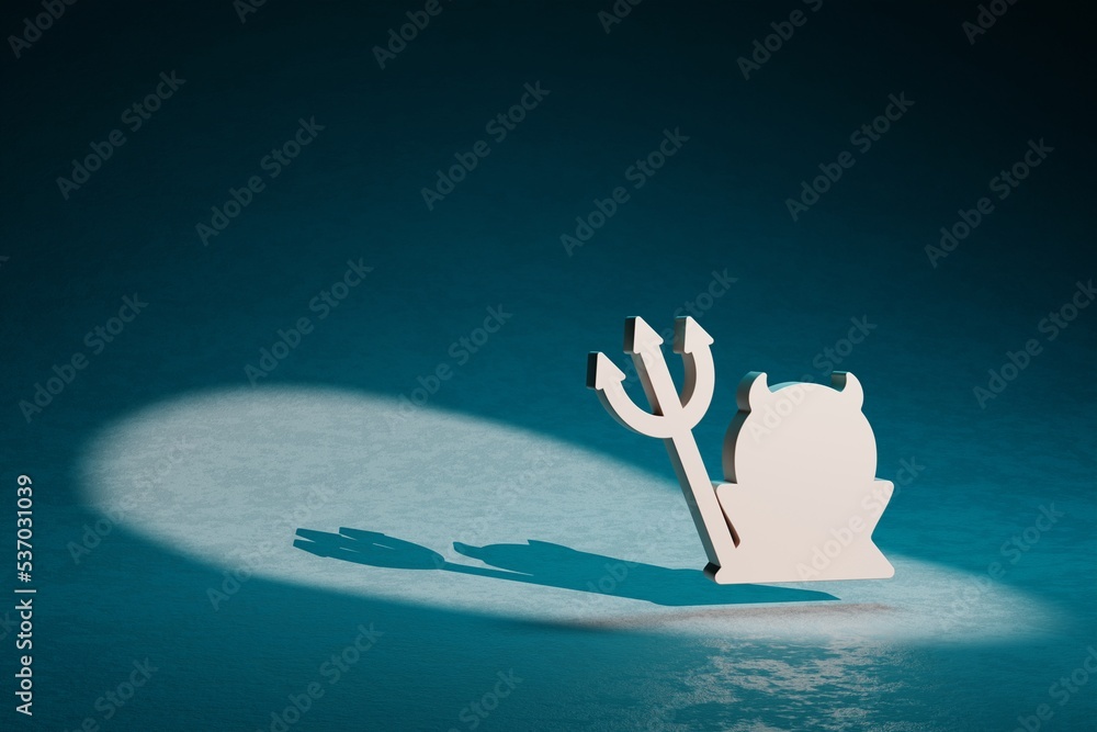 Poster Beautiful abstract illustrations Halloween Devil symbol icon on a dark blue background. 3d rendering illustration. Background pattern for design.