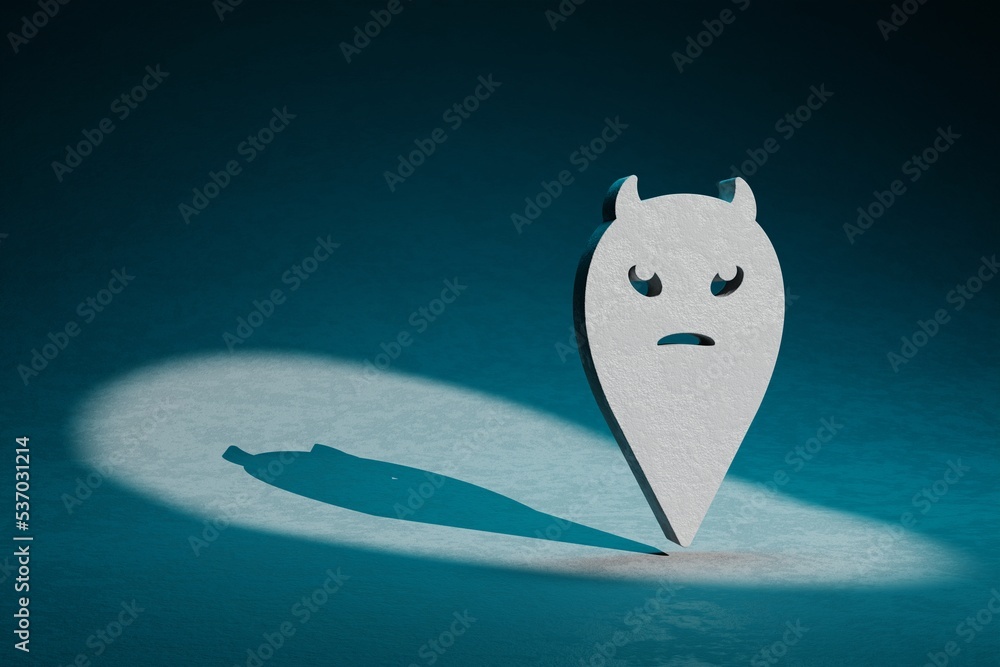 Poster Beautiful abstract illustrations Halloween devil symbol icon on a dark blue background. 3d rendering illustration. Background pattern for design.
