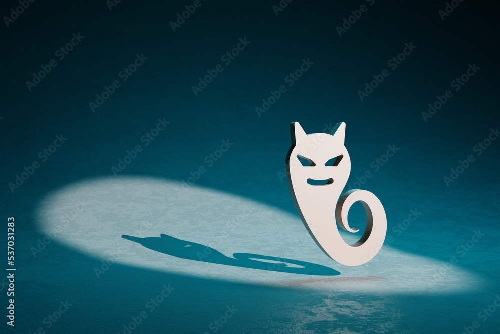 Poster Beautiful abstract illustrations Halloween ghost symbol icon on a dark blue background. 3d rendering illustration. Background pattern for design.