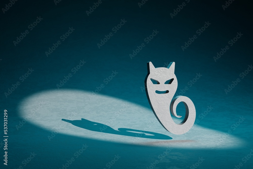 Poster Beautiful abstract illustrations Halloween ghost symbol icon on a dark blue background. 3d rendering illustration. Background pattern for design.