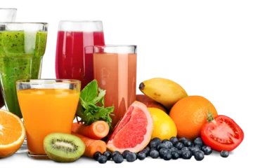 Foto op Plexiglas Fresh ripe healthy fruits and juices in glasses © BillionPhotos.com