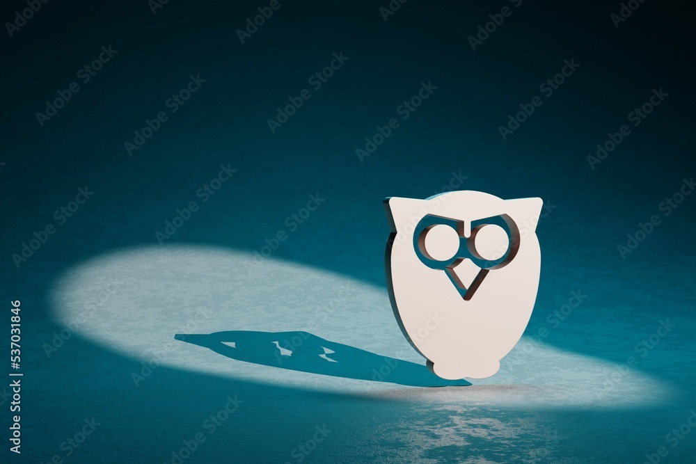 Poster beautiful abstract illustrations halloween owl symbol icon on a dark blue background. 3d rendering i
