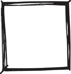 An empty square. Black doodle rectangle on white background. Vector of a scribble of a frame. Isolated vignette drawing icon. Simple background.