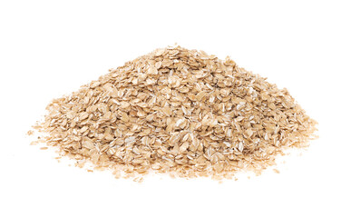 Oat flakes isolated white background, close up. oatmeal. barley flakes. rolled oat