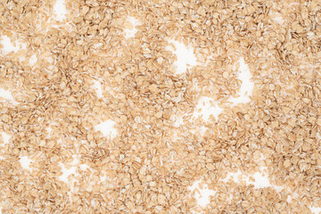 Oat flakes on white background, close up. oatmeal. barley flakes. rolled oat