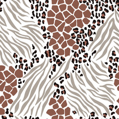 
Animal print leopard zebra giraffe vector graphics seamless pattern on textile