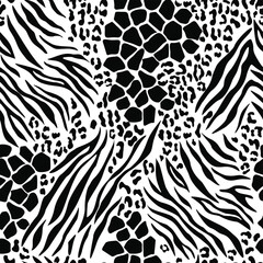 Obraz premium Print zebra lerpard giraffe seamless animal black and white pattern for textile