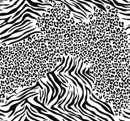
Zebra leopard print, seamless mix texture, trendy modern pattern for printing clothes, fabric, paper