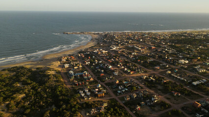 Aerial view of seaside town Punta del Diablo, Uruguay