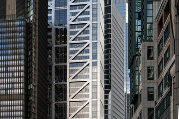 Close-up detail of modern architecture building facades in London
