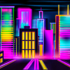 city vector and neon light