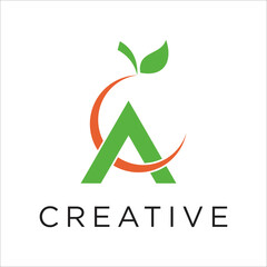 A Letter Green Nutrition Logo Design Template