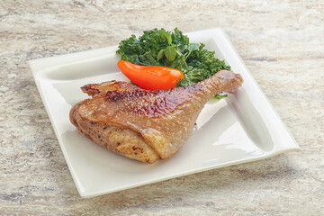 Roasted duck leg with orange sauce