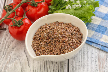 Dry Raw flax seed in the bowl