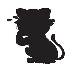 Christmas cat silhouette vector isolated on white background coloring page for kids zentangle cat shirt design, logo, tattoo, decoration and kids coloring book