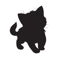 Christmas cat silhouette vector isolated on white background coloring page for kids zentangle cat shirt design, logo, tattoo, decoration and kids coloring book