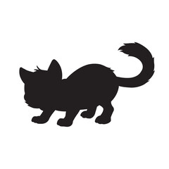 Christmas cat silhouette vector isolated on white background coloring page for kids zentangle cat shirt design, logo, tattoo, decoration and kids coloring book