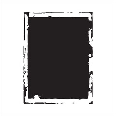 A black grunge square frame. Rough painting texture on a white isolated background. Rectangle shape vector. Graphic design decoration illustration. A sign with damaged stain. Abstract outline ink. 