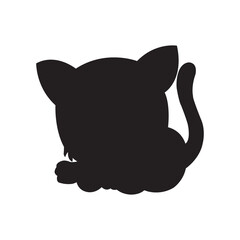 Christmas cat silhouette vector isolated on white background coloring page for kids zentangle cat shirt design, logo, tattoo, decoration and kids coloring book