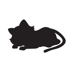 Christmas cat silhouette vector isolated on white background coloring page for kids zentangle cat shirt design, logo, tattoo, decoration and kids coloring book