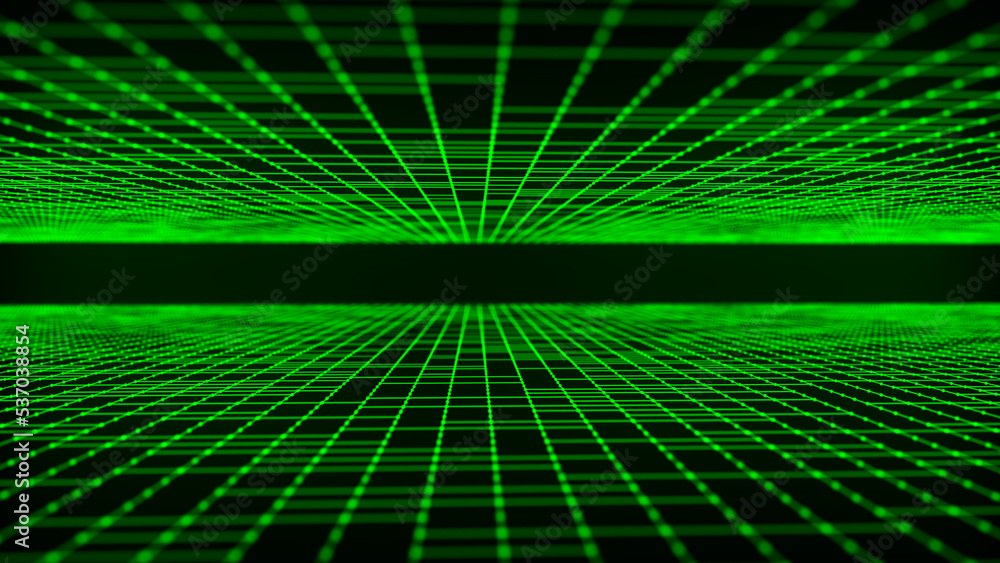 Poster digital technology background. big data visualization. dynamic field of glowing particles. abstract 