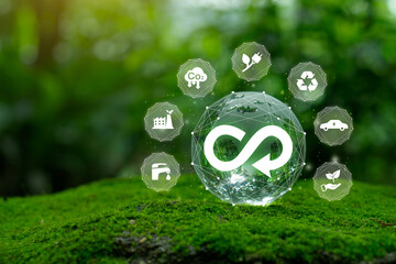 Circular economy concept.The concept of eternity, endless and unlimited, circular economy for...