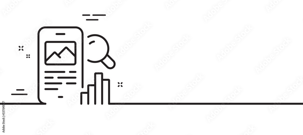 Poster phone search line icon. smartphone app sign. cellphone mobile device symbol. minimal line illustrati