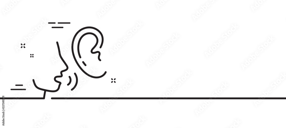 Poster whisper line icon. audio message sign. hearing symbol. minimal line illustration background. whisper
