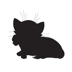 Christmas cat silhouette vector isolated on white background coloring page for kids zentangle cat shirt design, logo, tattoo, decoration and kids coloring book