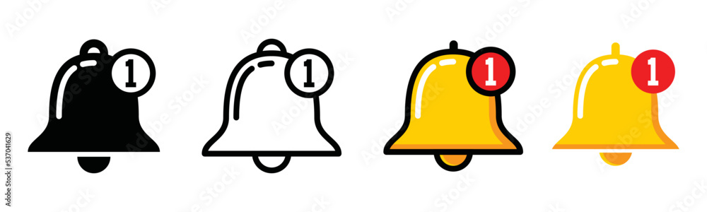 Poster notification bell icon vector set. alarm, notice, and incoming inbox message. new message sign. alar