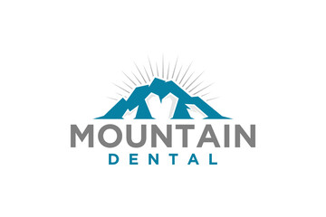 Mountain outdoor logo design dental negative space illustration