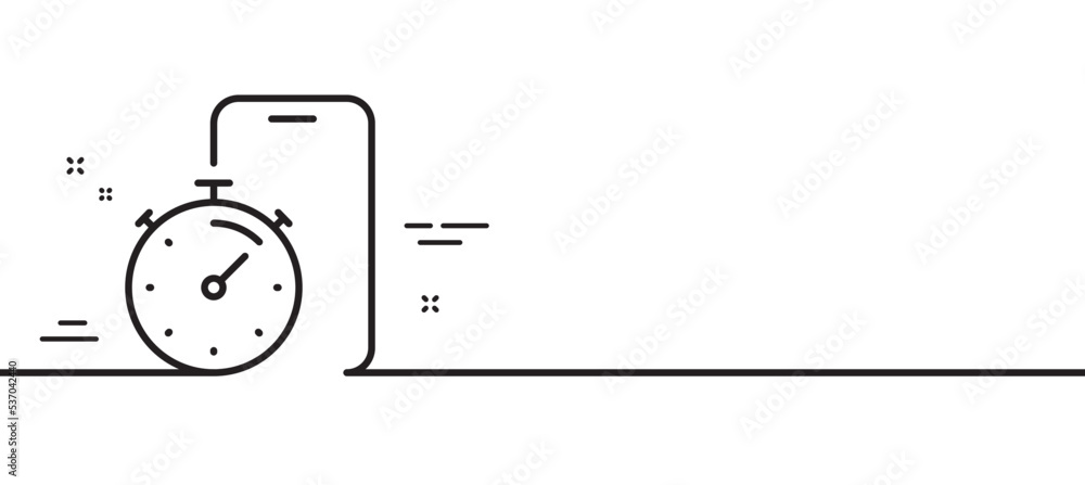 Poster timer app line icon. stopwatch time sign. phone countdown clock symbol. minimal line illustration ba