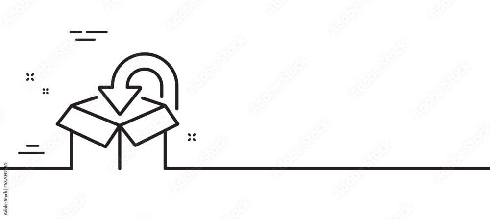Poster return package line icon. delivery box sign. logistic service symbol. minimal line illustration back