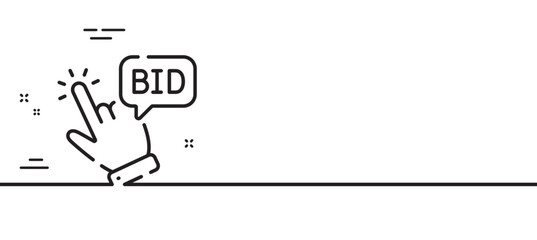 Bid offer line icon. Auction sign. Raise the price up symbol. Minimal line illustration background. Bid offer line icon pattern banner. White web template concept. Vector