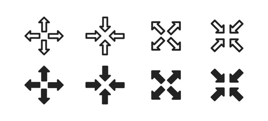 Fullscreen icon. Expand concept. Arrow signs. Screen scale symbol for ui.