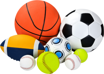 Sports balls group on background