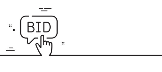 Bid offer line icon. Auction sign. Raise the price up symbol. Minimal line illustration background. Bid offer line icon pattern banner. White web template concept. Vector
