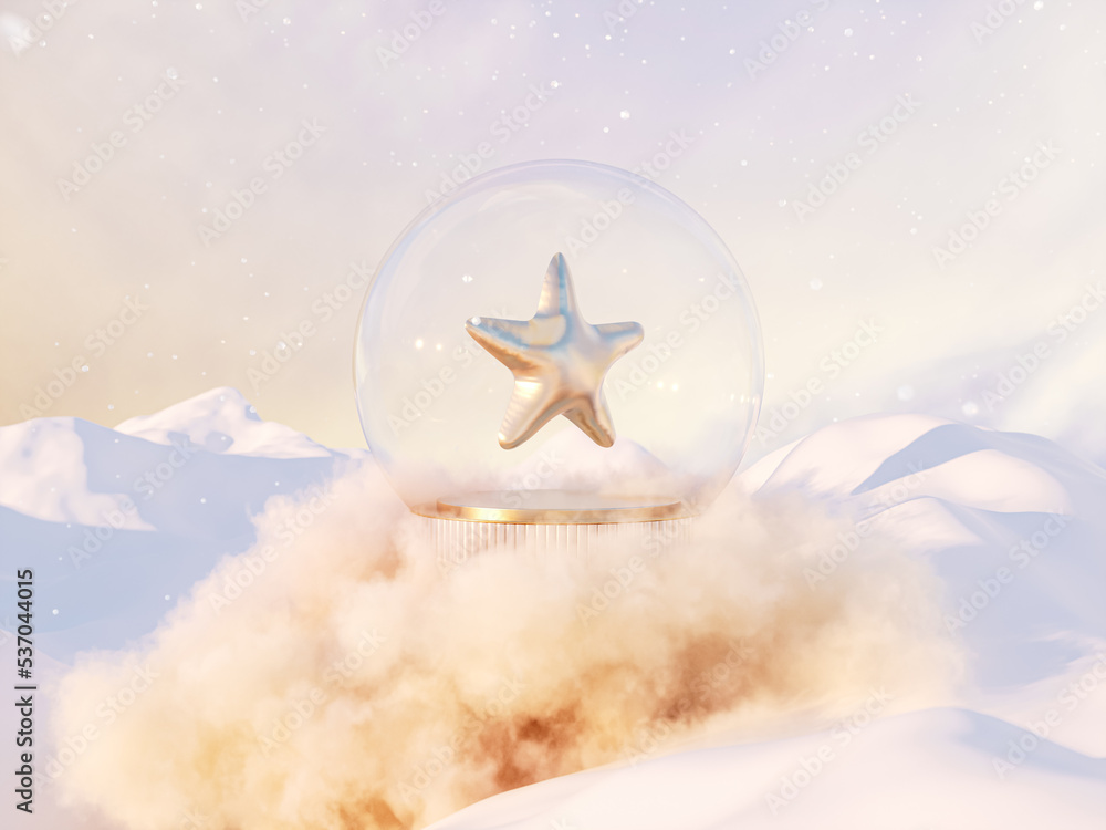 Aufkleber Abstract winter Christmas background with fancy crystal snow globe. 3d rendering.